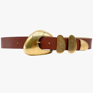 NWT Streets Ahead Willa Cognac/Brown Leather Belt with Brass Buckle. Size XS.